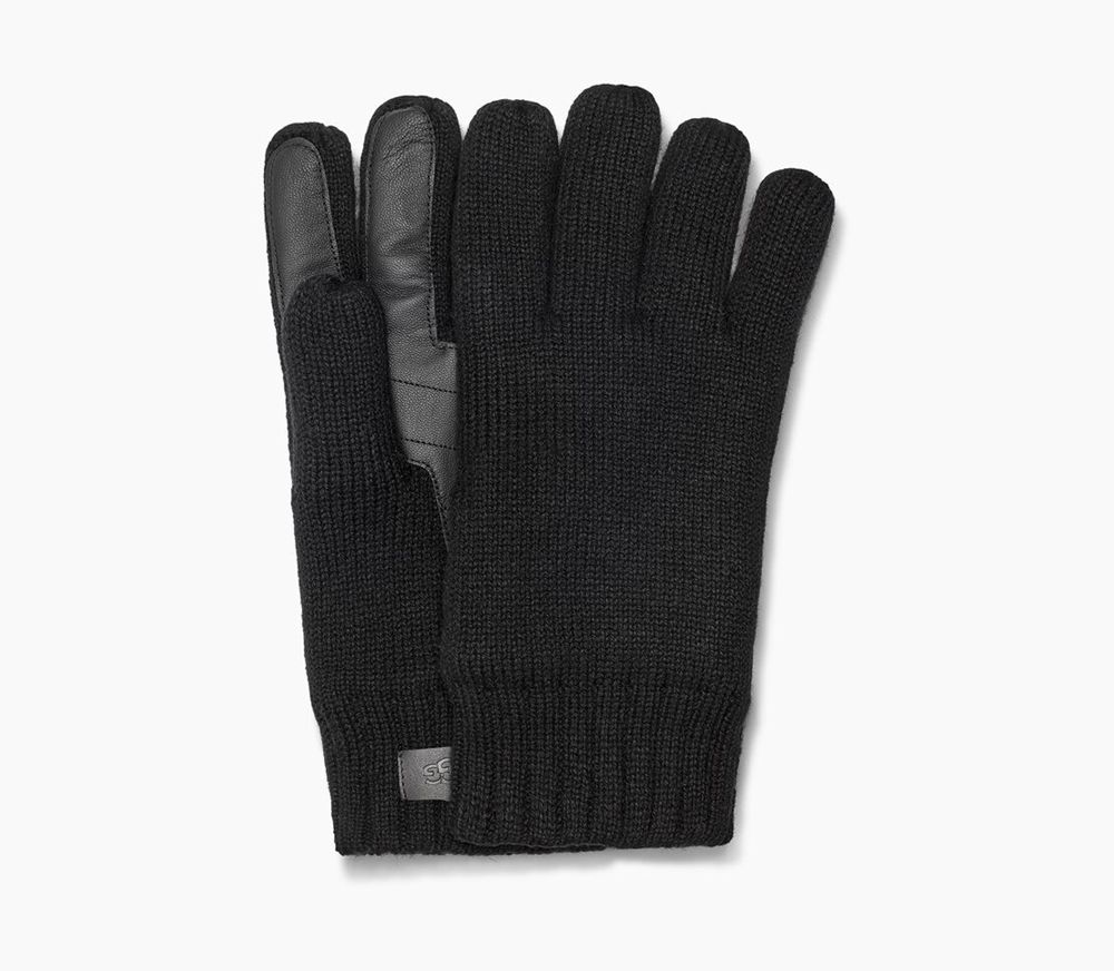 Ugg Knit With Palm Patch - Mens Gloves - Black - NZ (7920BJWNI)